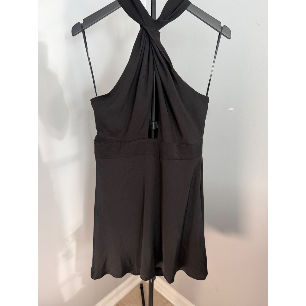 Banana Republic Halter Dress Womens 10 Black Keyhole Back Tie Mini Cocktail Boho